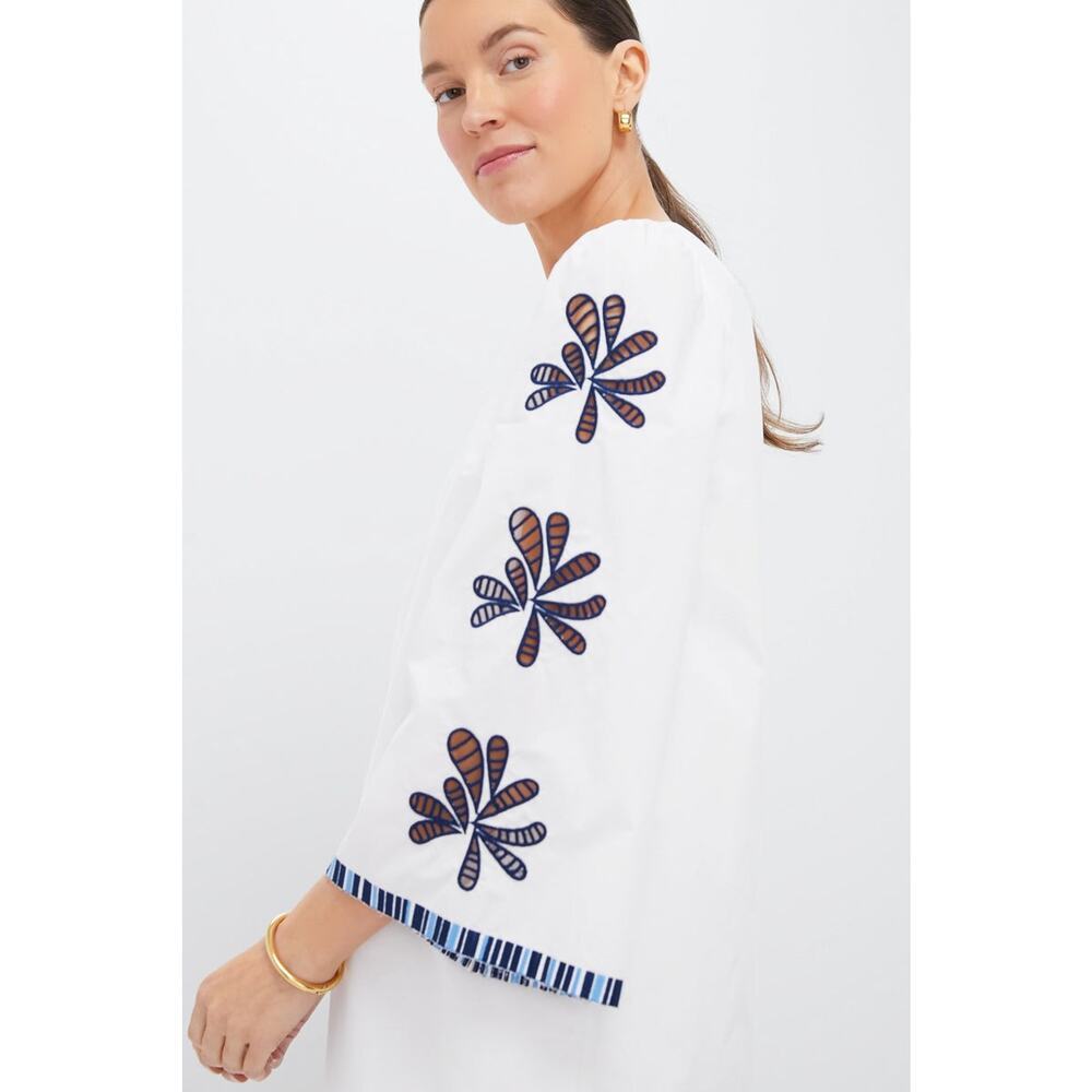 HYACINTH HOUSE White & Blue Embroidery Atlantic Mini Dress Size S NWT - Picture 5 of 7
